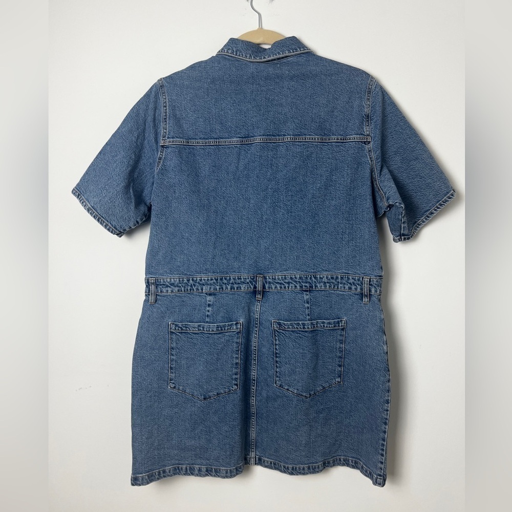 NEW MNG Mango Short Sleeve Cotton 5-Pocket Collared Mini Denim Shirt Dress Sz 18 - Picture 11 of 14